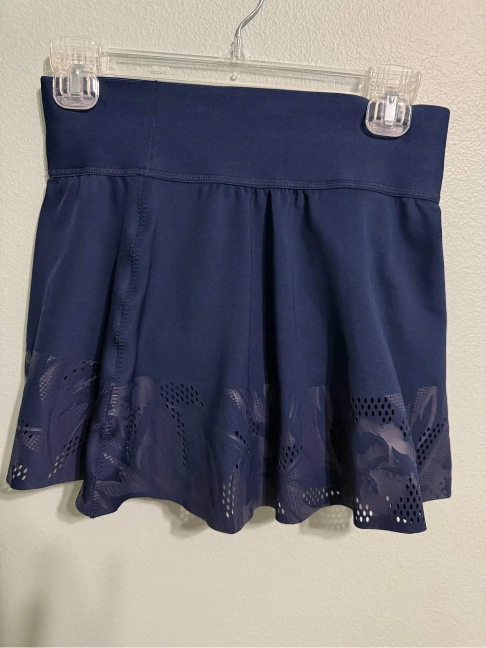 adidas by Stella McCartney Court Floral Laser-Cut Tennis Skirt Skort - Navy Blue